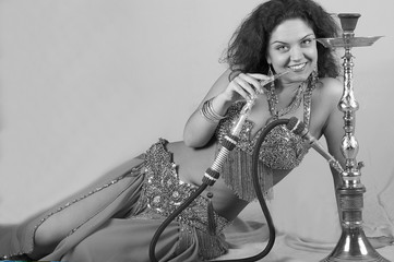 smoking eastern woman