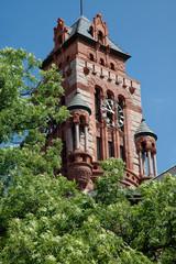 clock tower at courthouse in waxahachie, texas