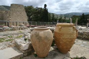 pithoi - big clay vases in knossos, crete
