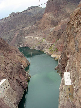 colorado river at the foot of hoover dam