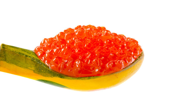 spoon with red caviar