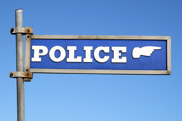old sign for a british police station.