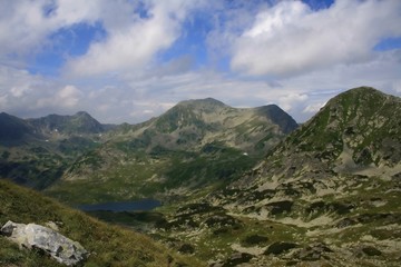 mountain landscape with lake on the background