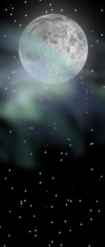 moon and aurora