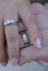wedding band and engagement ring
