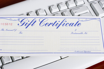 keyboard with a gift certificate
