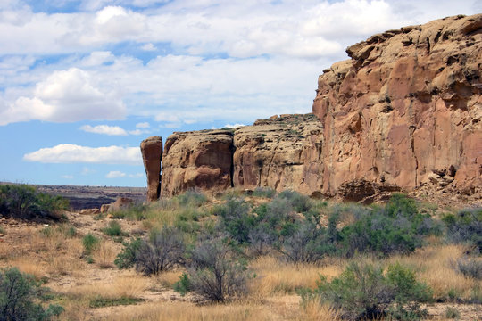 falling rock and native american ruins