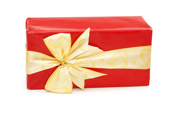 red gift box isolated on the white