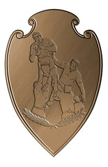 rugby shield showing players in lineout
