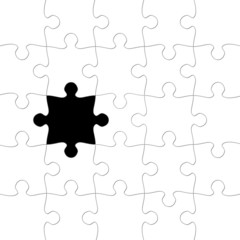 puzzle with missing piece in black