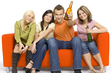 party on the orange couch
