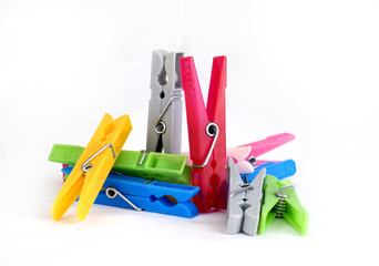 colorful clothespegs isolated