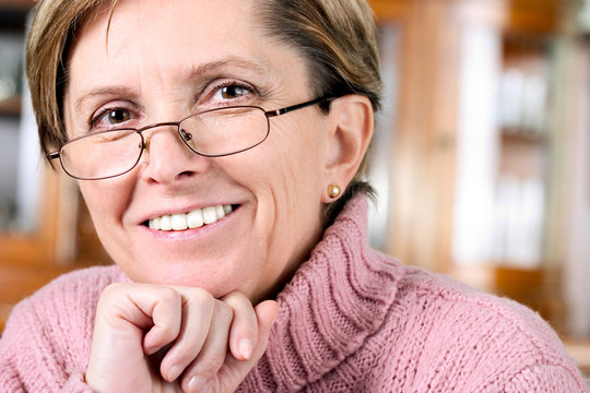 mature woman smiles
