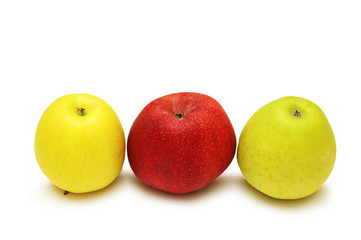 three apples isolated on the white background