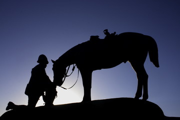 a man looking after his horse