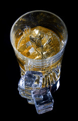 glass of whiskey and ice