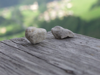 zwei steine auf holz