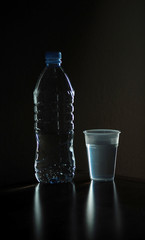 water bottle and glass