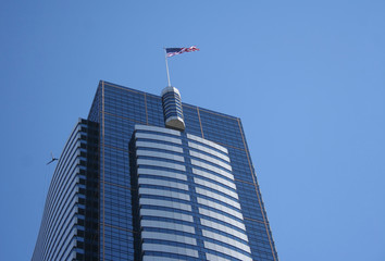 Obraz premium skyscraper with american flag