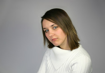 Obraz premium young female in a white jumper
