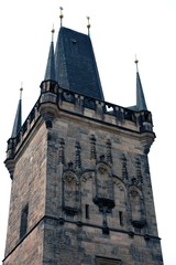 old town tower in prague isolated on white