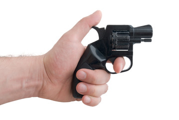 gun in a a man's hand isolated
