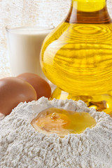 flour, eggs, oil-food ingredients