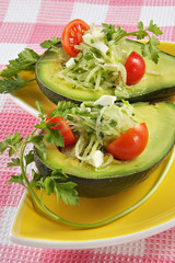 avocado with a vegetable stuffing