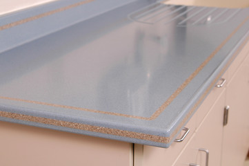 solid surface countertop and cabinets