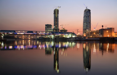 Naklejka premium moscow city business center is under construction
