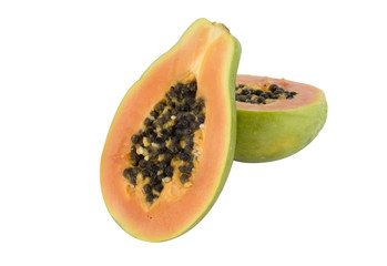 papaya fruit cut in halves