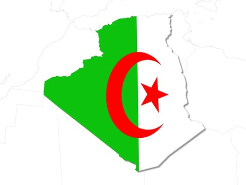 algeria flag and map