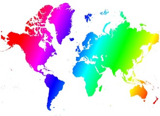 Fototapeta na wymiar rainbow gradient map of the world
