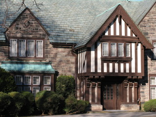 entrance to old tudor style house