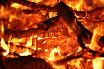 close up of bonfire