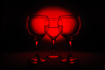 three wine glasses