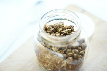 green tea in a glass jar 5