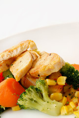 honey glazed chicken and tender vegetables
