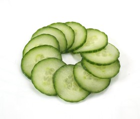 green cucumber on white background