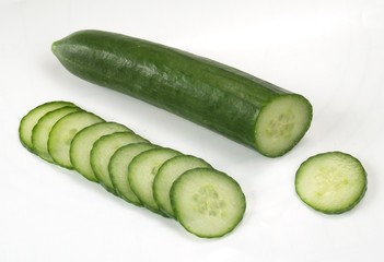green cucumber on white background