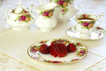 strawberries and tea