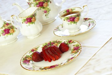 strawberries and tea
