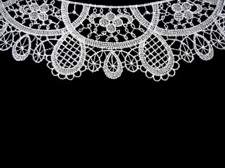 white lace on black