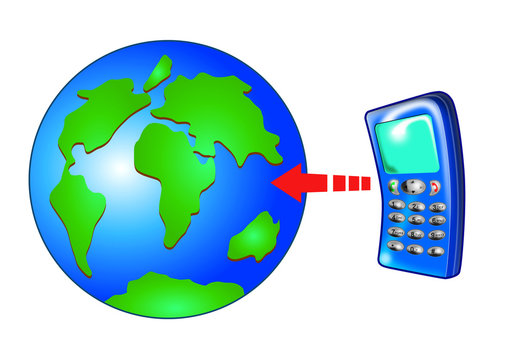 bendy mobile phone connecitng to the globe