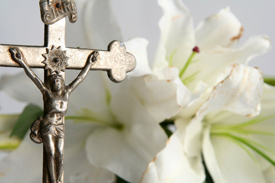 Cross And Easter Lilies