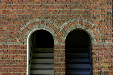 twin arched doorways