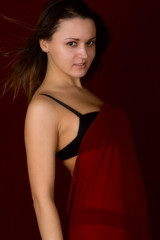 Fototapeta premium portrait of the young sexual girl on a dark background