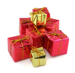 Obraz premium stack of red and golden gifts