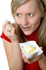 eating ice cream