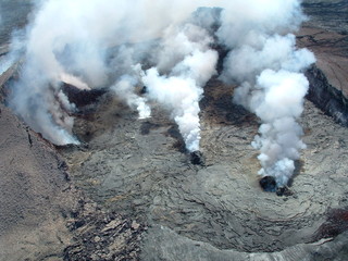 steam venting from a volcano